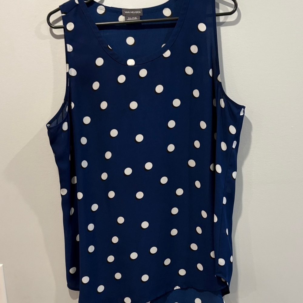 Van Blue Polka Dot Sleeveless Blouse